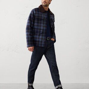 Banana Republic Men's X-Large Blue Plaid Sherpa Jacket - New with Tags